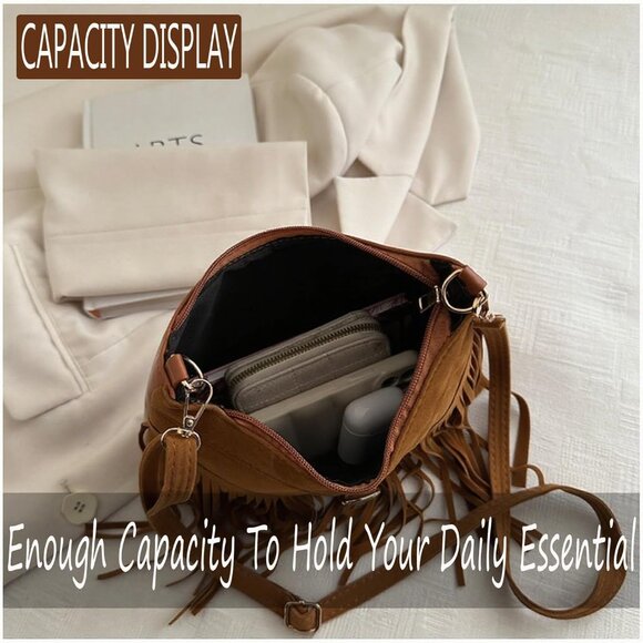 Western Purses For Women,Small Fringe Crossbody Bag With Wrist Strap Mini Hipppi - Picture 7 of 8